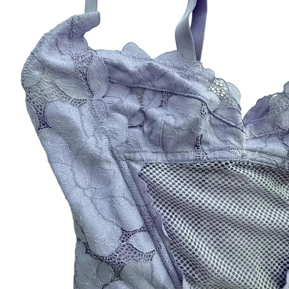 Savage xFenty Purple Floral Glow Lace Bustier Size Small Adjustable lingerie Bra - Picture 8 of 11